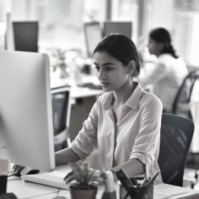 Woman using a computer